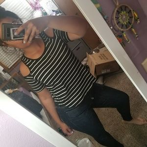 Off the Shoulders Striped Shirt